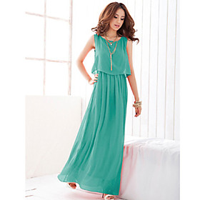 Women's Chiffon Pleated Maxi Dress