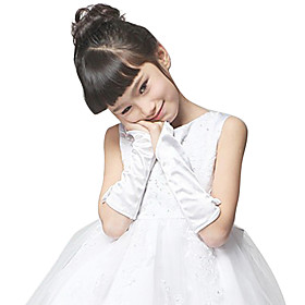 Elbow Length Fingerless Glove Satin Flower Girl Gloves Spring Fall Winter Elbow Length Fingerless Glove Satin Flower Girl Gloves Spring Fall Winter
