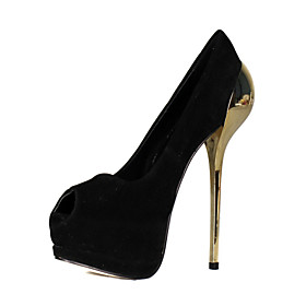 Suede Stiletto Heel Peep Toe Pumps Party / Evening Shoes