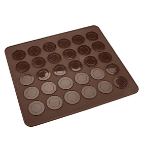 30 Holes Brown Silicone Macaroon Cookies Mat 28.5cm25.8cm0.3cm