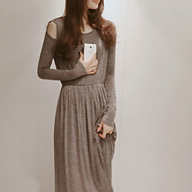 Women's Cut Out Long Sleeve Maxi Dress