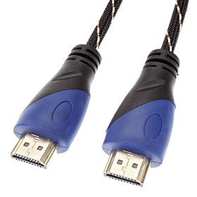 Versi?e cable HDMI M / M 1.4 con Rojo y Negro Net plateado (1,5 m)