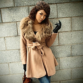 Women's Woolen Hoodie Casual Coat