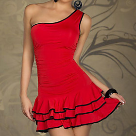 Club Girl One Shoulder Wrinkle Red/black Lycra Party Dress Women