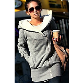 Women's Asym Zipper Hoodie Coat