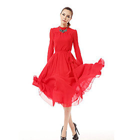 Women's Chiffon Long Sleeve Maxi Dress