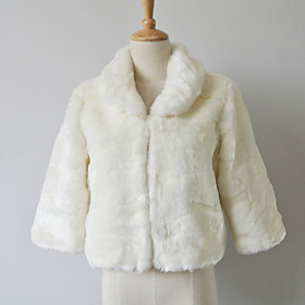 3/4 Sleeve Turndown Collar Faux Fur Casual / fest Jacket