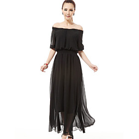 Women's Off The Shoulder Puff Sleeve Maxi Dress