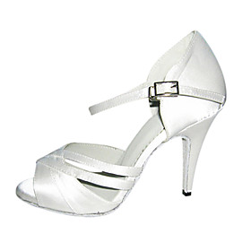 Customizable Women's Dance Shoes Latin/Ballroom Satin Customized Heel White Customizable Women's Dance Shoes Latin/Ballroom Satin Customized Heel White