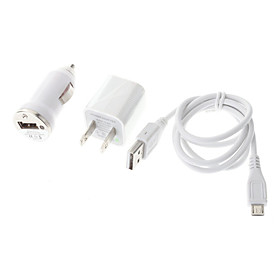 Mini 3 in 1 Charger Kit for Samsung/HTC/Blackberry (White)