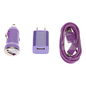 3 in 1 Wall Charger Car Charger Micro USB Cable for Samsung Galaxy Mobile Phone