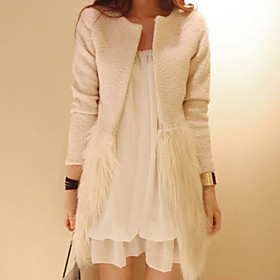 Women's Faux Fur Splicing Woolen Coat