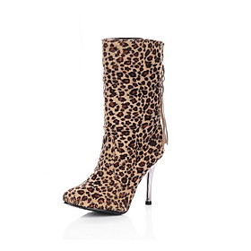 Leopard Print Suede Stiletto Heel Pumps Booties/Ankle Boots Party Shoes(More Colors)