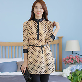 Women's Plus Size Polka Dots Mini Dress With Belt