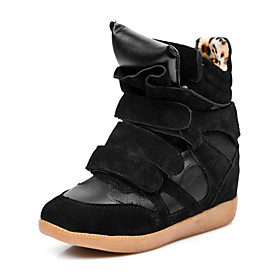 Faux Leather Wedge Heel Comfort Fashion Sneakers Casual Shoes(More Colors)