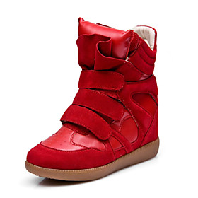 Faux Leather/Leather Wedge Heel Comfort Fashion Sneakers Casual Shoes(More Colors)