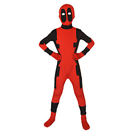 Zentai Suits Ninja Dead Super Hero Zentai Cosplay Costumes Red Print Leotard/onesie Zentai Spandex Lycra Kid Halloween