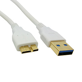 60cm Gold Connector White USB 3.0 A Male to Micro B Male Data Charger Cable for Galaxy Note3 N9000 N900
