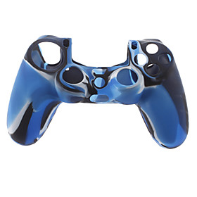 Silikon Skin und 2 Blue Thumb-Stick Griffe fur PS4 (Marine-Blau)