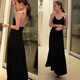 Women's Sexy Backless Black Modal Maxi Dress