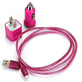 Laser Style 8 Pin Charge Data Sync Cable Charger Adapter Car Charger Set for iPhone 5 (100cm)