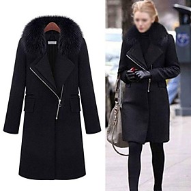 Kvinners Rabbit Fur Collar Winter Parka Tykk Coat Down Jacket Yttert?y