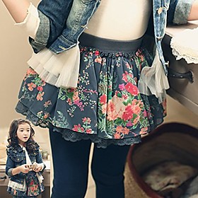 Girl's Floral Print Flower Denim Skirts