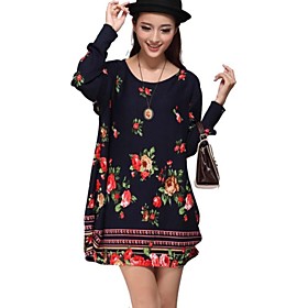 Kvinners Spring Plus Large Size Floral Dress