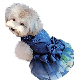 Cat Dog Dress Dog Clothes Birthday Holiday Wedding Sequins Red Blue Golden Costume For Pets