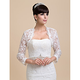 Wedding Wraps Coats/Jackets Half-Sleeve Lace Ivory Wedding / Party/Evening Open Front