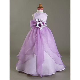A-line/Princess/Ball Gown Floor-length Flower Girl Dress - Satin/Organza Sleeveless