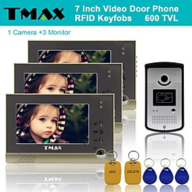 TMAX 7 TFT Wired Doorbell Video Intercom Door Phone System RFID Keyfob 600TVL