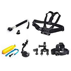 6 in 1 kit Chest Head StrapFloating Grip Handlebar Seatpost Monopod Suction Cup For GoPro Hero 1 2 3 3