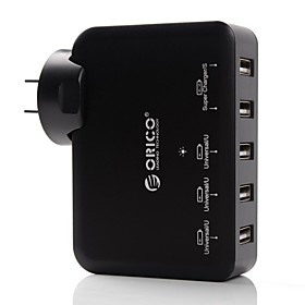 ORICO DCAP-5U-BK 5-Ports 5V7.8A40W Intelligent Black USB Wall Charger for Cellphone and Tablet