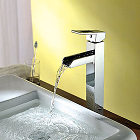 Moderne Solid Brass Einhand-chrom-finish Wasserfall Waschbecken