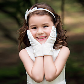 Wrist Length Fingertips Glove Satin Flower Girl Gloves Spring Summer Fall Winter Wrist Length Fingertips Glove Satin Flower Girl Gloves Spring Summer Fall Winter