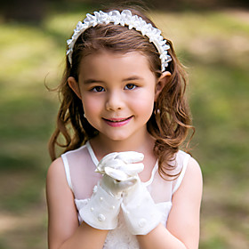 Wrist Length Fingertips Glove Satin Flower Girl Gloves Spring Summer Fall Winter Wrist Length Fingertips Glove Satin Flower Girl Gloves Spring Summer Fall Winter