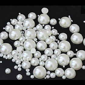 1000pcs Mixs Size White Flatback Semicircle Pearl Gems Handmade Diy Craft Material