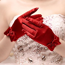 Wrist Length Fingertips Glove Satin Bridal Gloves Spring Summer Fall Winter Bow Wrist Length Fingertips Glove Satin Bridal Gloves Spring Summer Fall Winter Bow