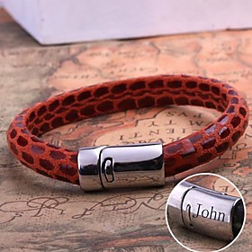 personalisiertes Geschenk Leder Seil Armband Edelstahl graviert Schmuck
