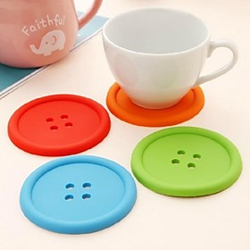 1 Pc Silicone Confectionery Button Cup Mat With A Single Round Heat Insulation Pad