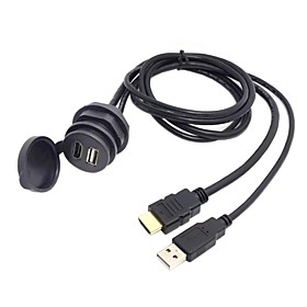 Combo Usb 2.0 Hdtv Hdmi 1.4 Male To Female Extension Cable With Waterproofable Mount Shell 100cm