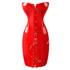 Red Pvc Strapless Bodycon Dress Sexy Unifrom