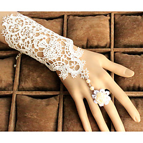 Lace Elbow Length Wedding/Party Glove with Pearl Adjustable Rose Ring(1 PCS) Lace Elbow Length Wedding/Party Glove with Pearl Adjustable Rose Ring(1 PCS)