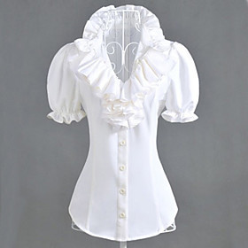 manicotto di soffio poliestere bianco lolita classica camicia