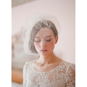 Wedding Veil Two-tier Blusher Veils/Veils for Short Hair/Birdcage Veils Cut Edge