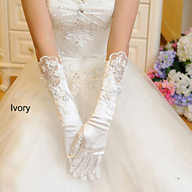 Wrist Length Fingertips Glove Elastic Satin Bridal Gloves Winter Gloves Spring Fall Winter Floral Wrist Length Fingertips Glove Elastic Satin Bridal Gloves Winter Gloves Spring Fall Winter Floral