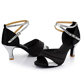 Customizable Women's Dance Shoes Satin Satin Latin / Dance Sneakers Heels Cuban Heel Indoor / Performance Red / Silver / Gold Customizable Women's Dance Shoes Satin Satin Latin / Dance Sneakers Heels Cuban Heel Indoor / Performance Red / Silver / Gold
