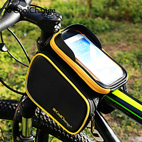 Coolchange Bike Frame Bag Cycling Backpack Backpack Accessories Cell Phone Bag 6.2 Inch Reflective Strip Rain-proof Skidproof Touch Screen