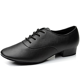 Non Customizable Men's Dance Shoes Salsa/Samba Leatherette Chunky Heel Black Non Customizable Men's Dance Shoes Salsa/Samba Leatherette Chunky Heel Black